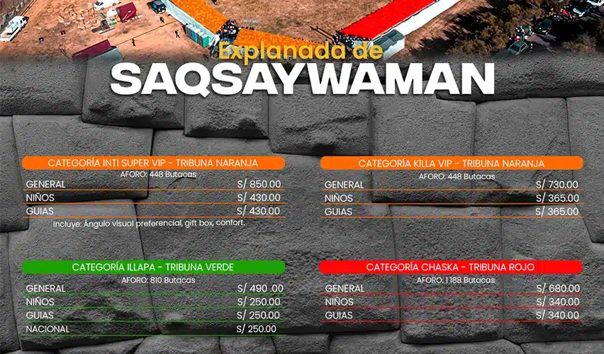 explanada saqsaywaman entradas evento cultural andino
