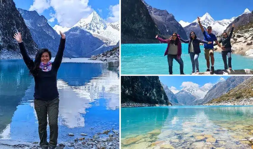 Laguna Parón: 5 Razones para Descubrir la Espectacular Joya Turquesa del Perú 22 Viajeros posando frente a Laguna Parón en Perú