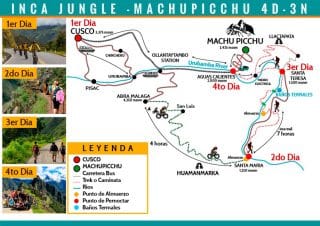 mapa-inca-jungle-trail-to-machu-picchu-4-dias-3-noches, inka jungle machu picchu, inca jungle machu picchu, machu picchu 4 dias